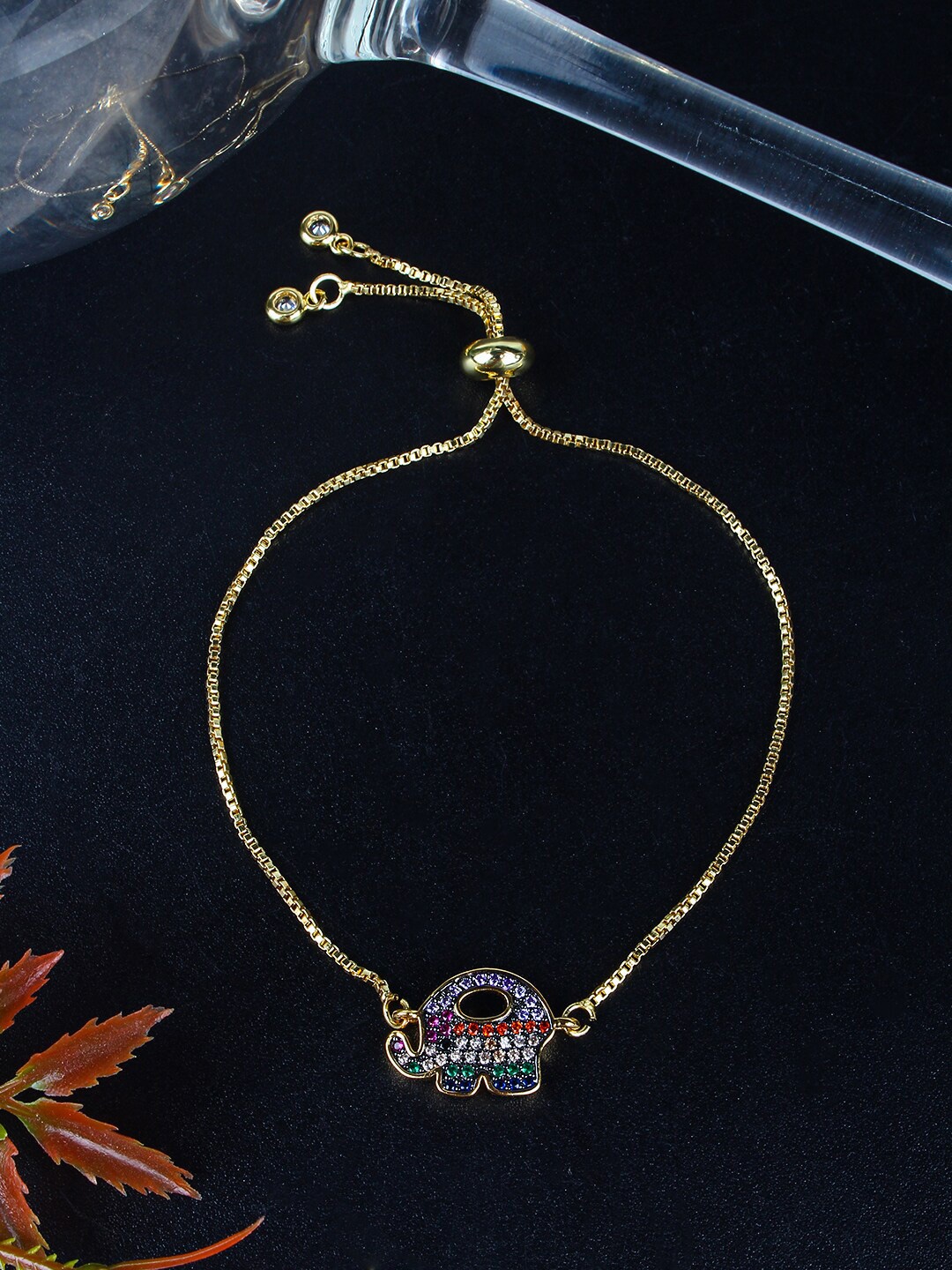 

DressBerry Gold-Plated Stone Studded Brass Charm Bracelet