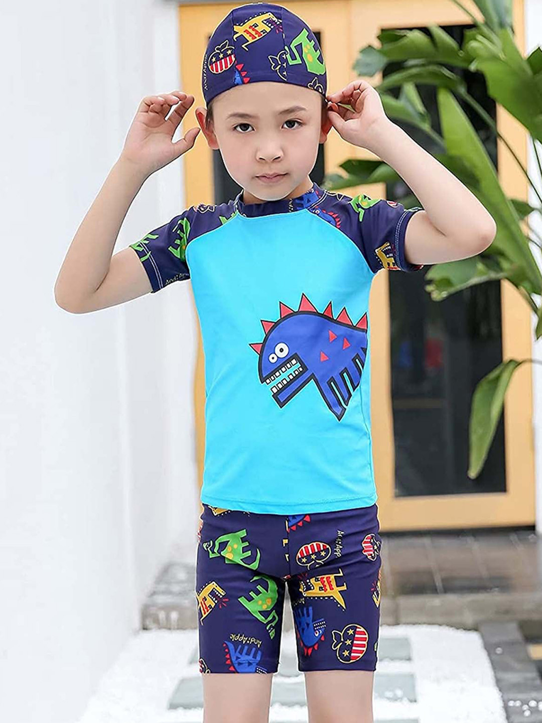 

bubble berry Boys Printed Swimwear, Blue