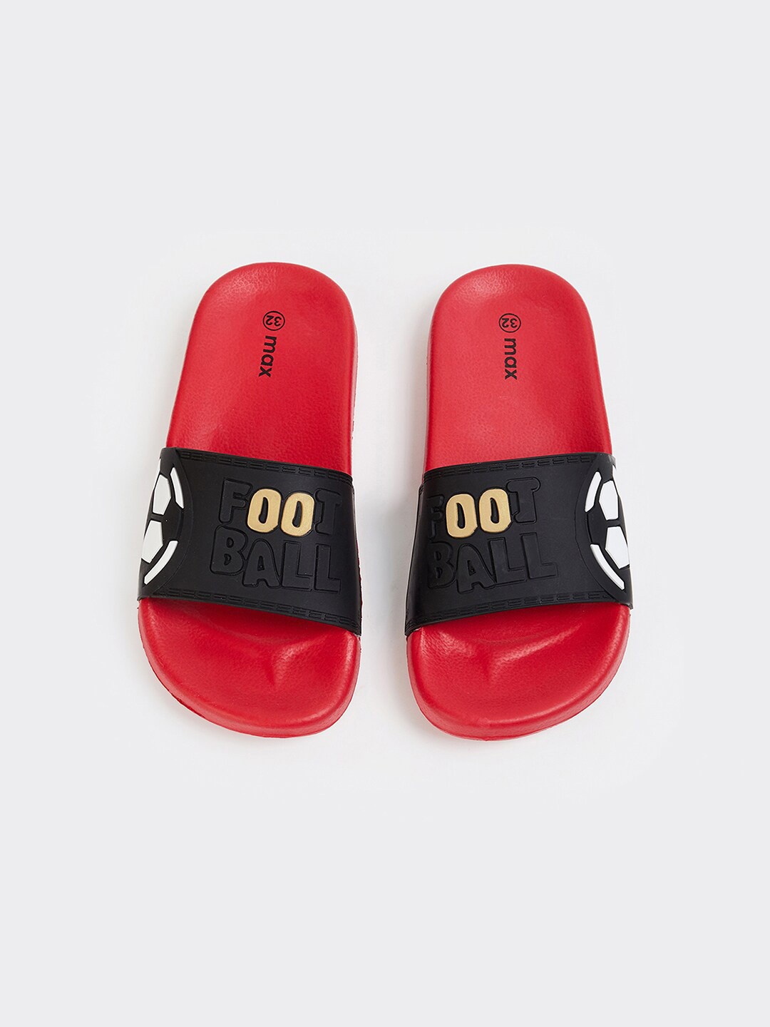 

max Boys Printed Sliders, Red