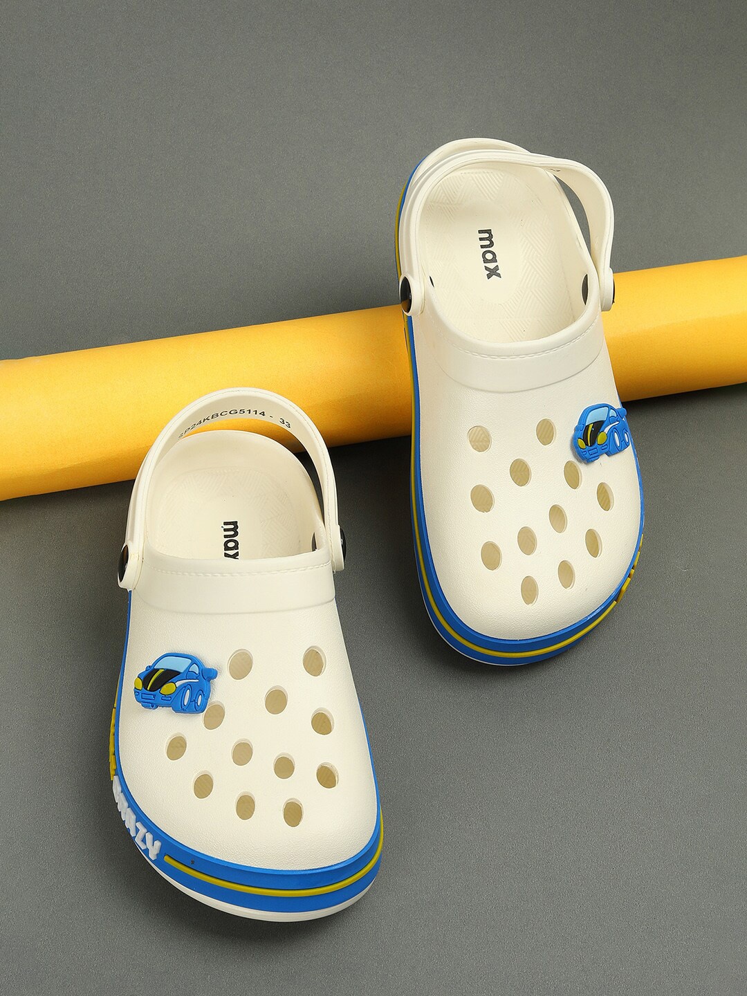 max Boys Self Design Clogs, White