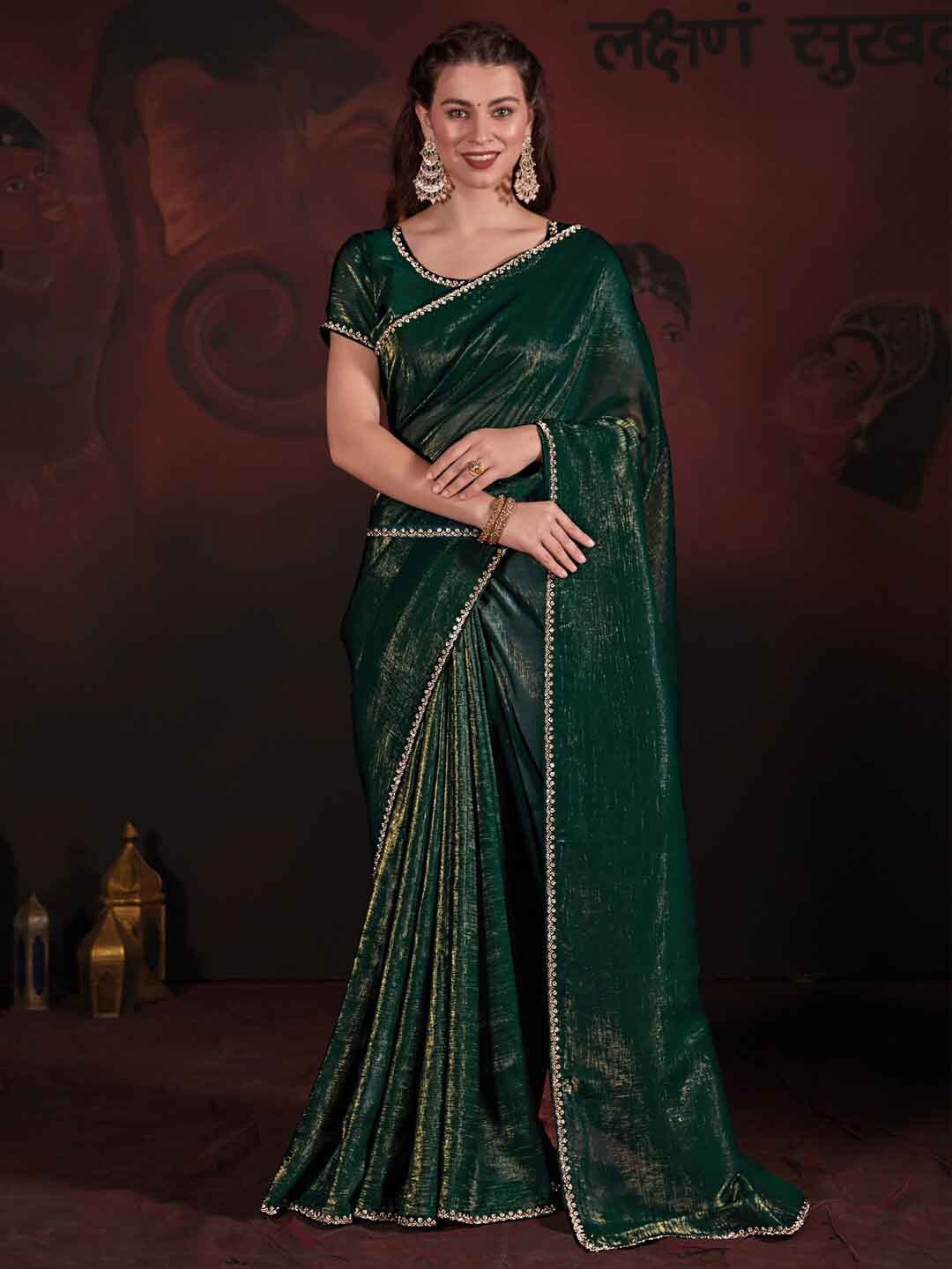 

Saree mall Green Beads and Stones Embellished Saree
