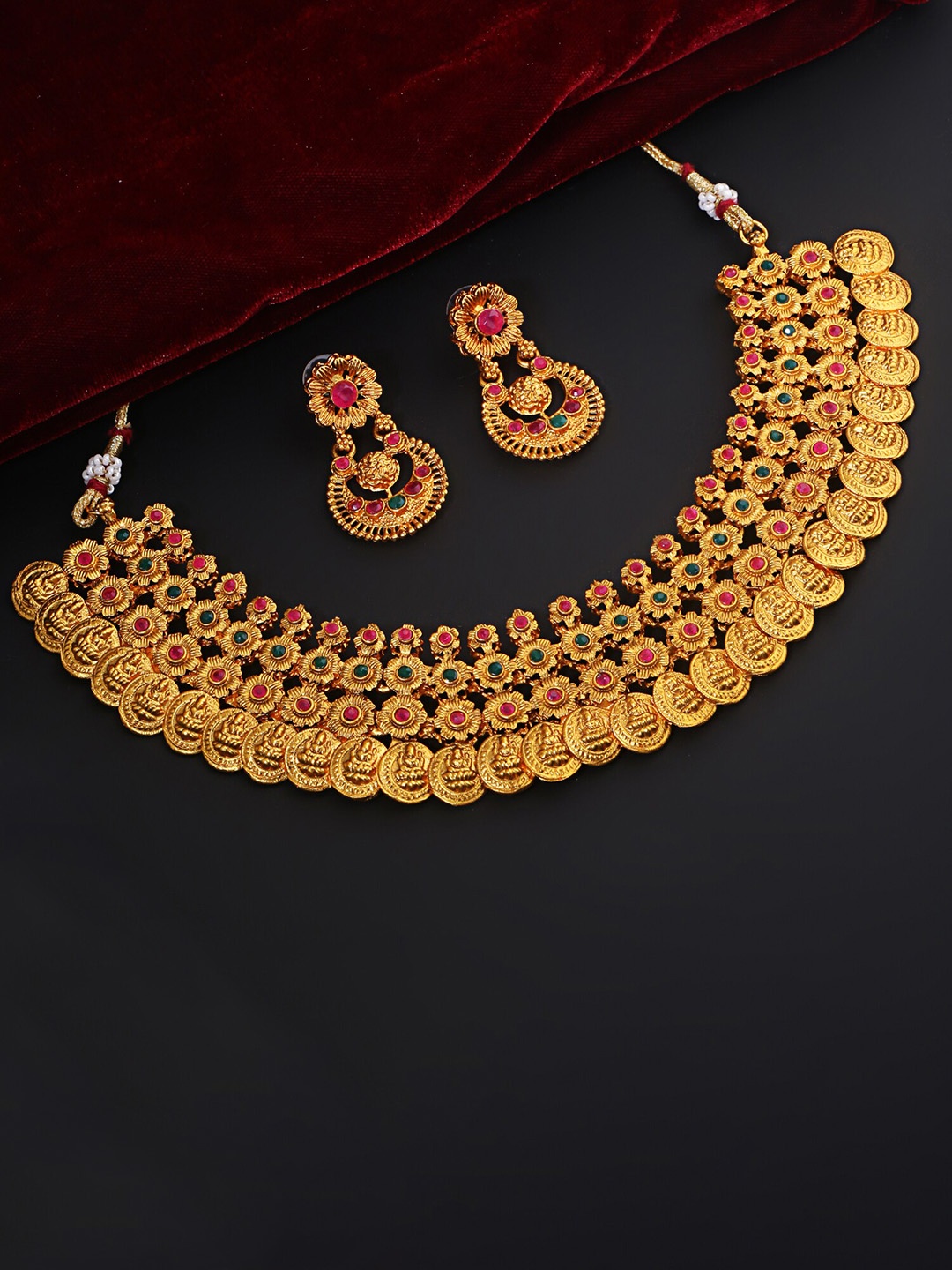 

Shining Diva Gold-Plated Stone-Studded Jewellery Set