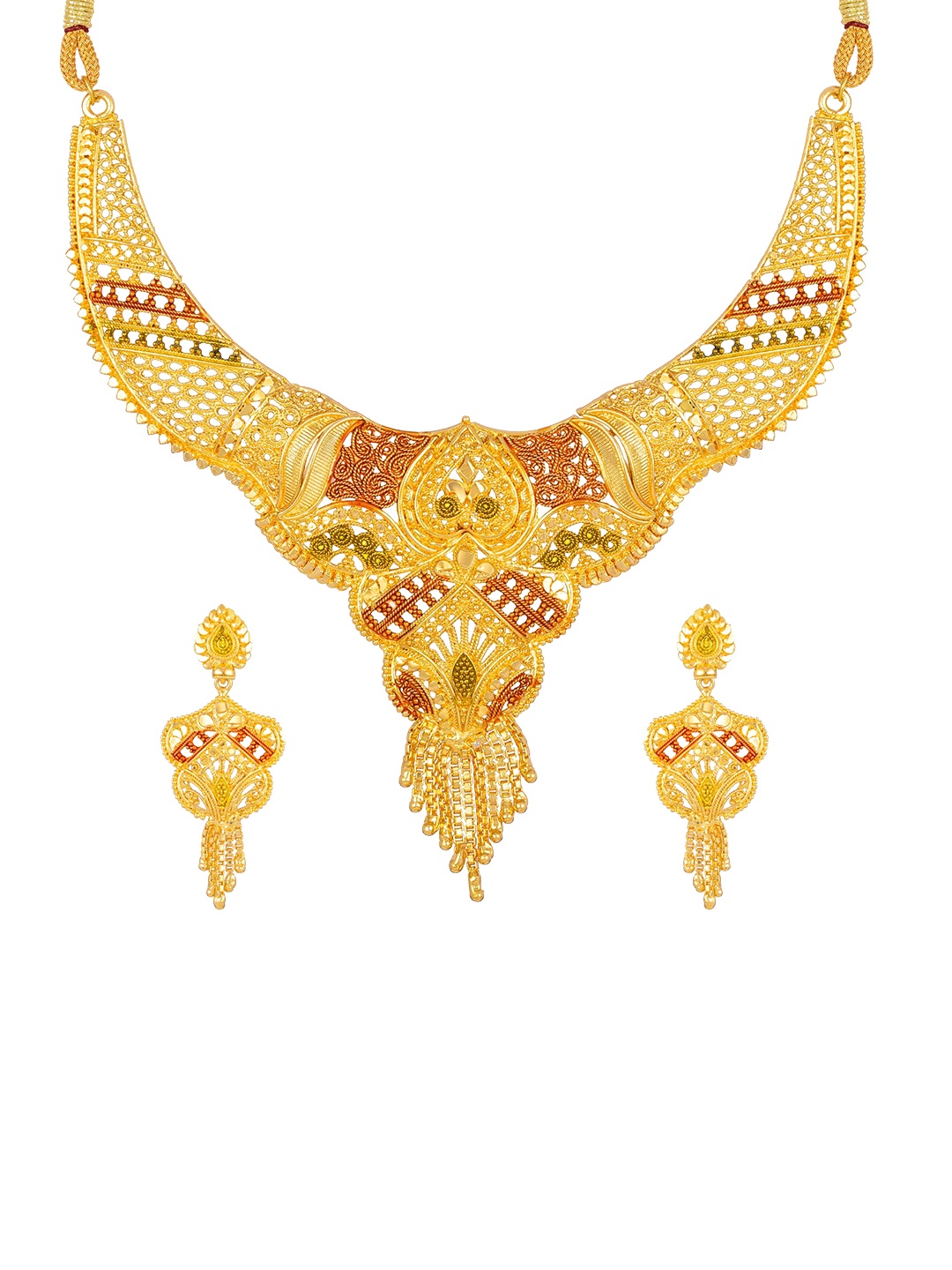 

Shining Diva Gold Plated Necklace With Earrings