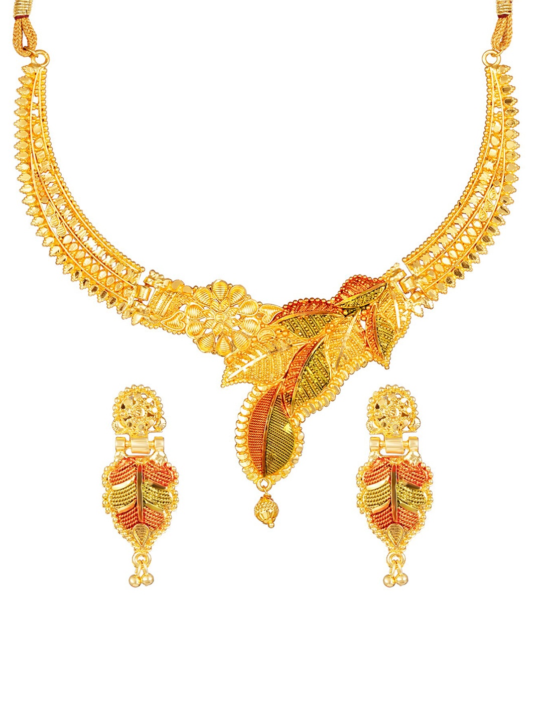 

Shining Diva Gold Plated Necklace With Earrings