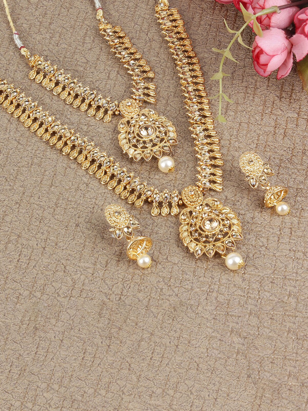 

Shining Diva Gold-Plated Crystal Studded Jewellery Set