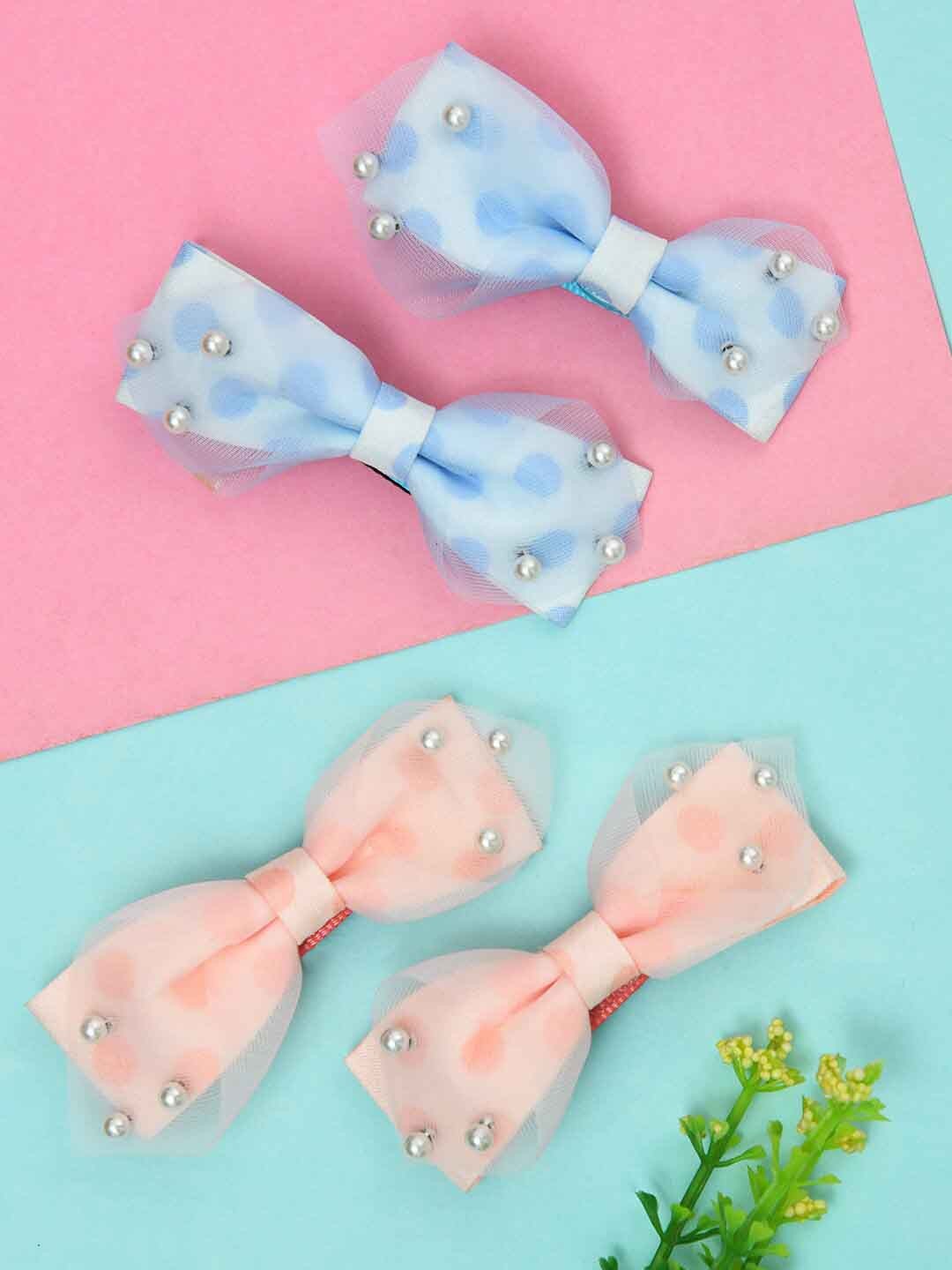 

FUNKRAFTS Girls Set of 4 Beaded Alligator Hair Clip, Blue