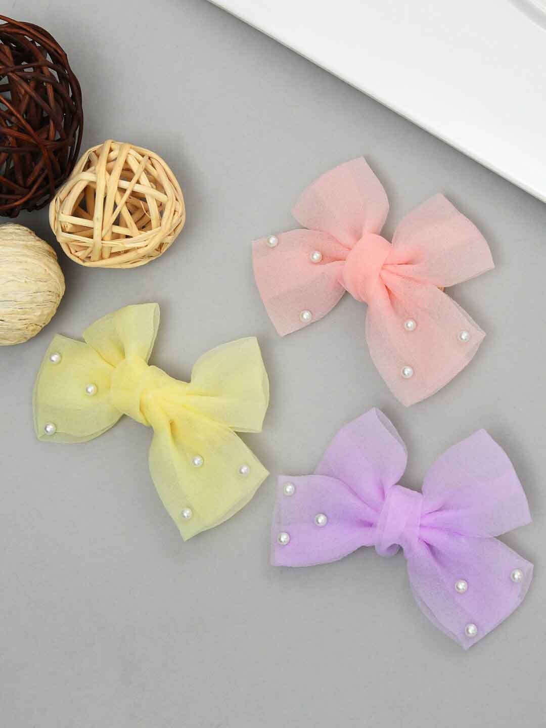 

FUNKRAFTS Girls Set of 3 Beaded Alligator Bow Hair Clips, Purple