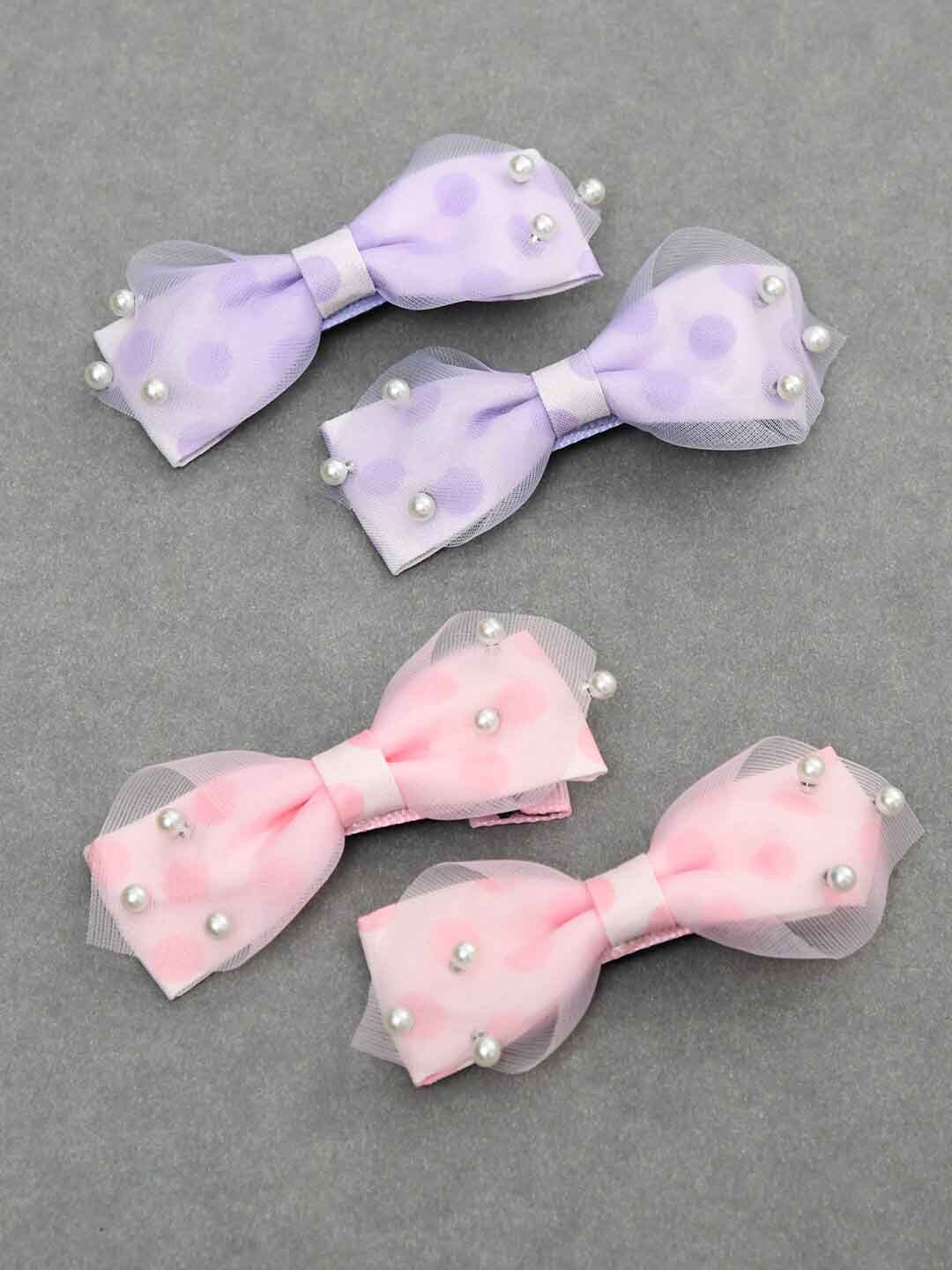 

FUNKRAFTS Girls Set of 4 Beaded Alligator Hair Clip, Pink