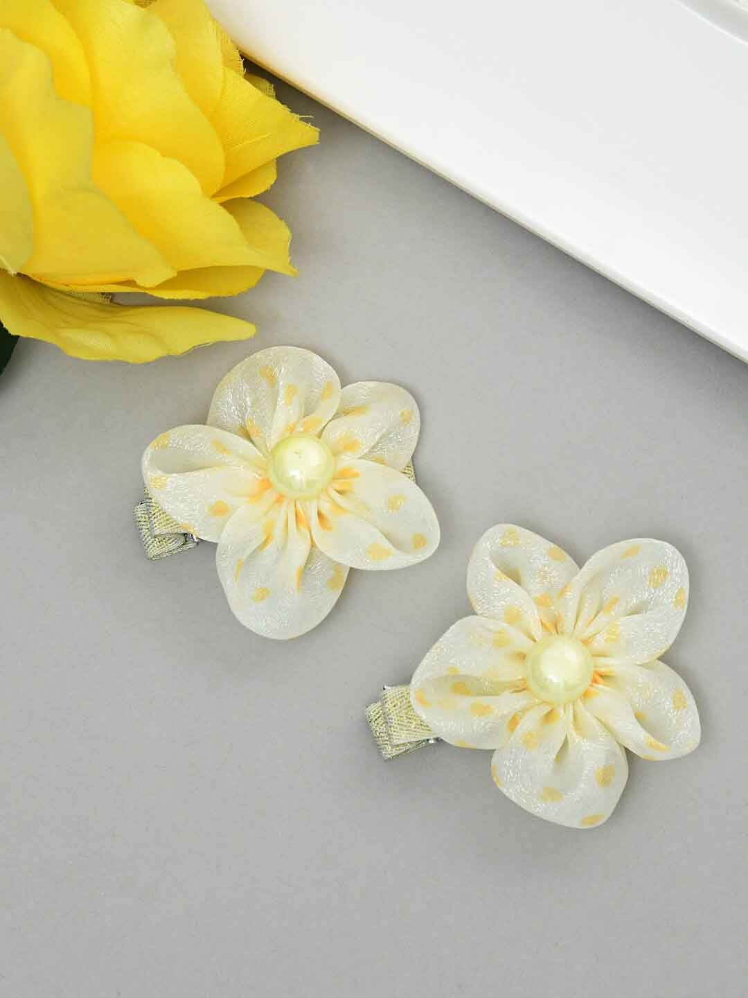 

FUNKRAFTS Girls Set of 2 Beaded Alligator Hair Clip, Yellow