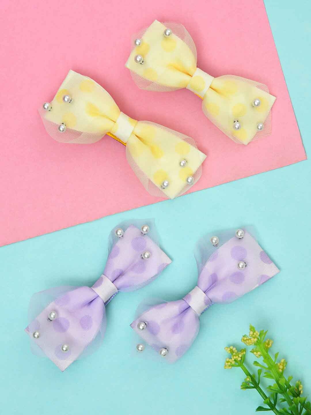 

FUNKRAFTS Girls Set of 4 Beaded Alligator Hair Clip, Purple