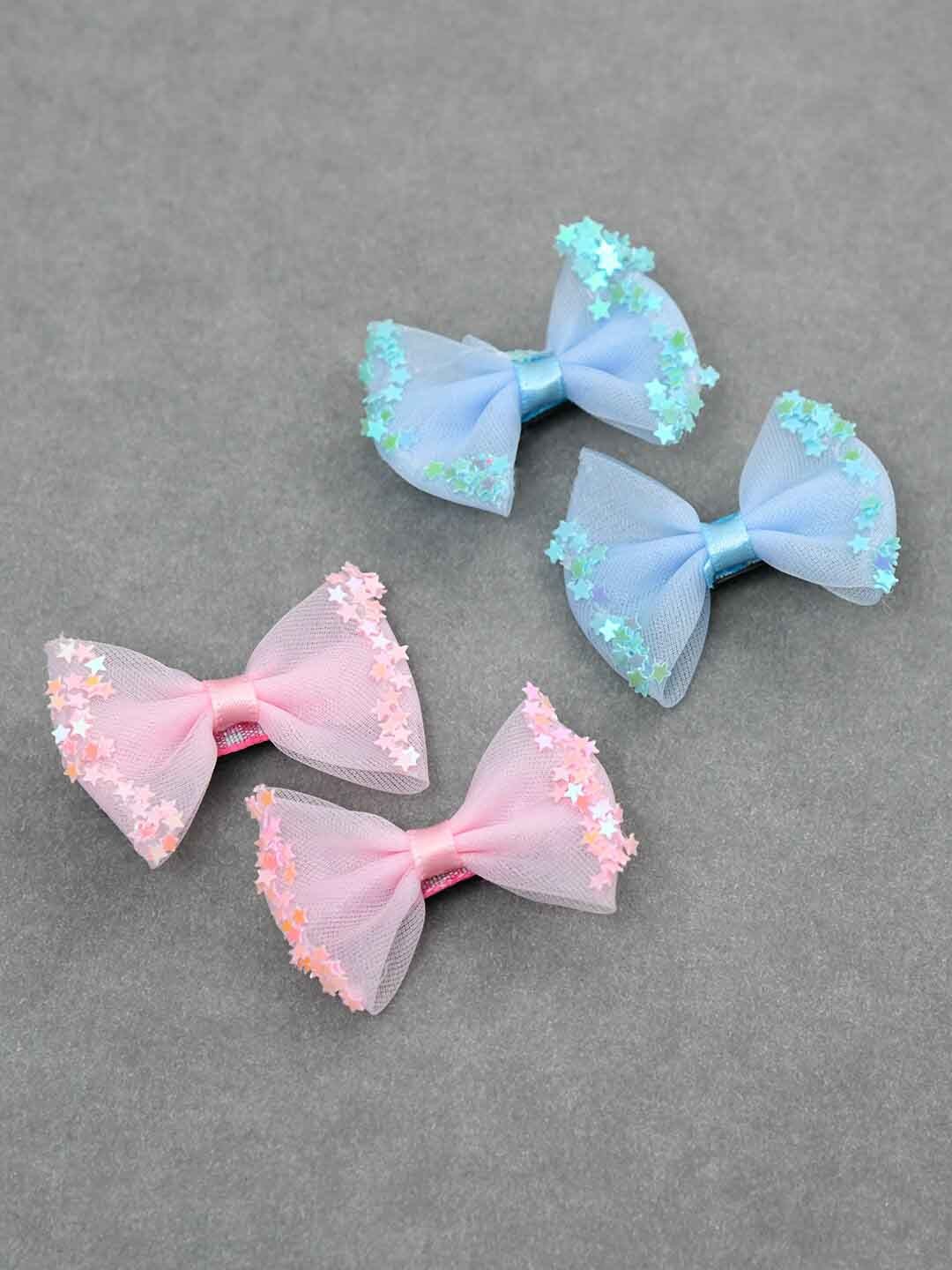 

FUNKRAFTS Girls Set of 4 Alligator Bow Hair Clip, Pink