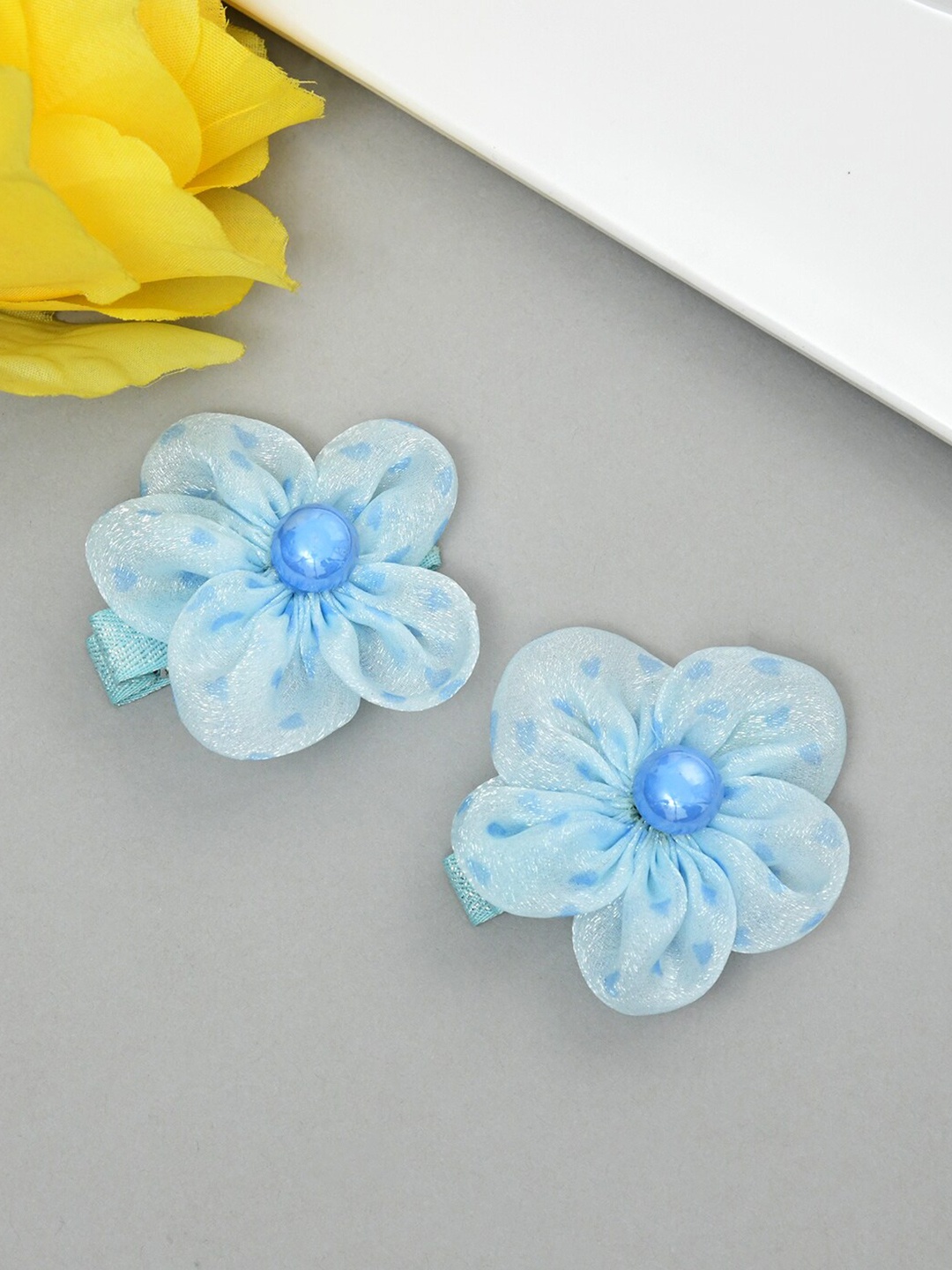 

FUNKRAFTS Girls Set of 2 Beaded Alligator Hair Clip, Blue