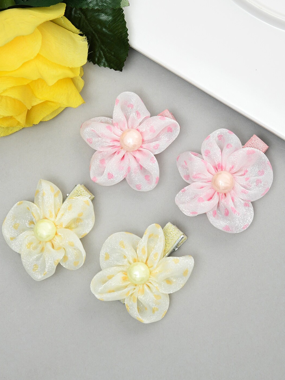 

FUNKRAFTS Girls Set of 4 Beaded Alligator Hair Clip, Pink