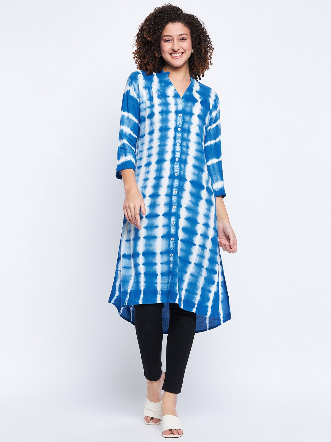 

Ruhaans Mandarin Collar Tie & Dye Tunic, Blue