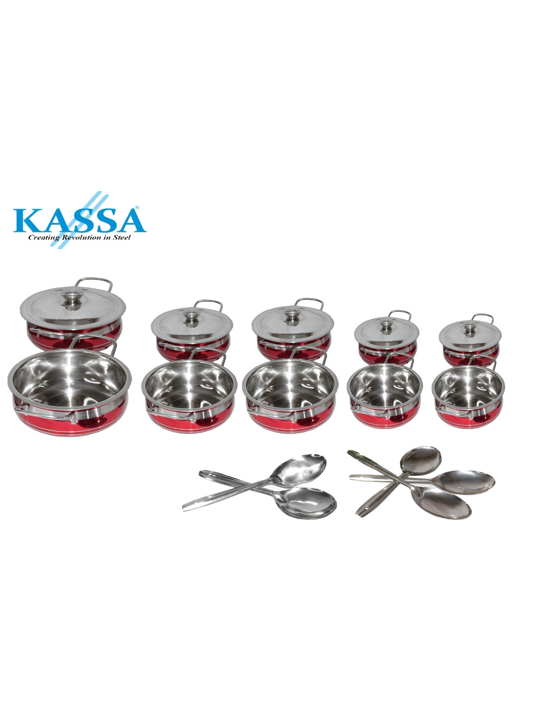 

KASSA Red 20 Pieces Stainless Steel Dishwasher Handi Set