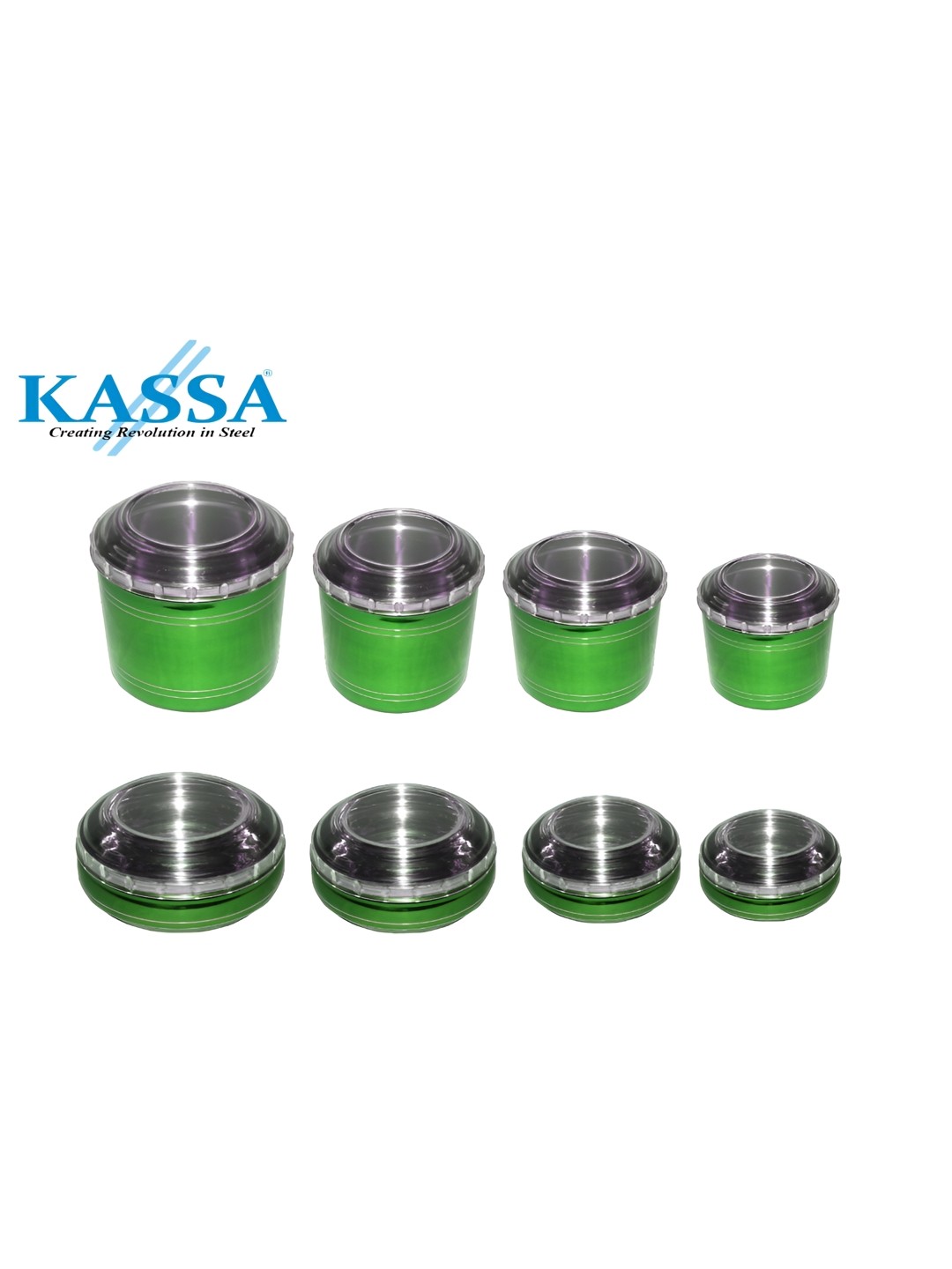 

KASSA Green 3 Pieces Stainless Steel Dishwasher Safe Canisters With Lid