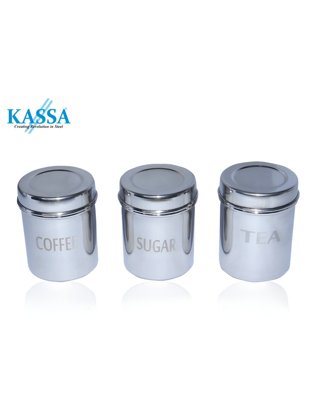 

KASSA 3 Pieces Stainless Steel Dishwasher Safe Canisters