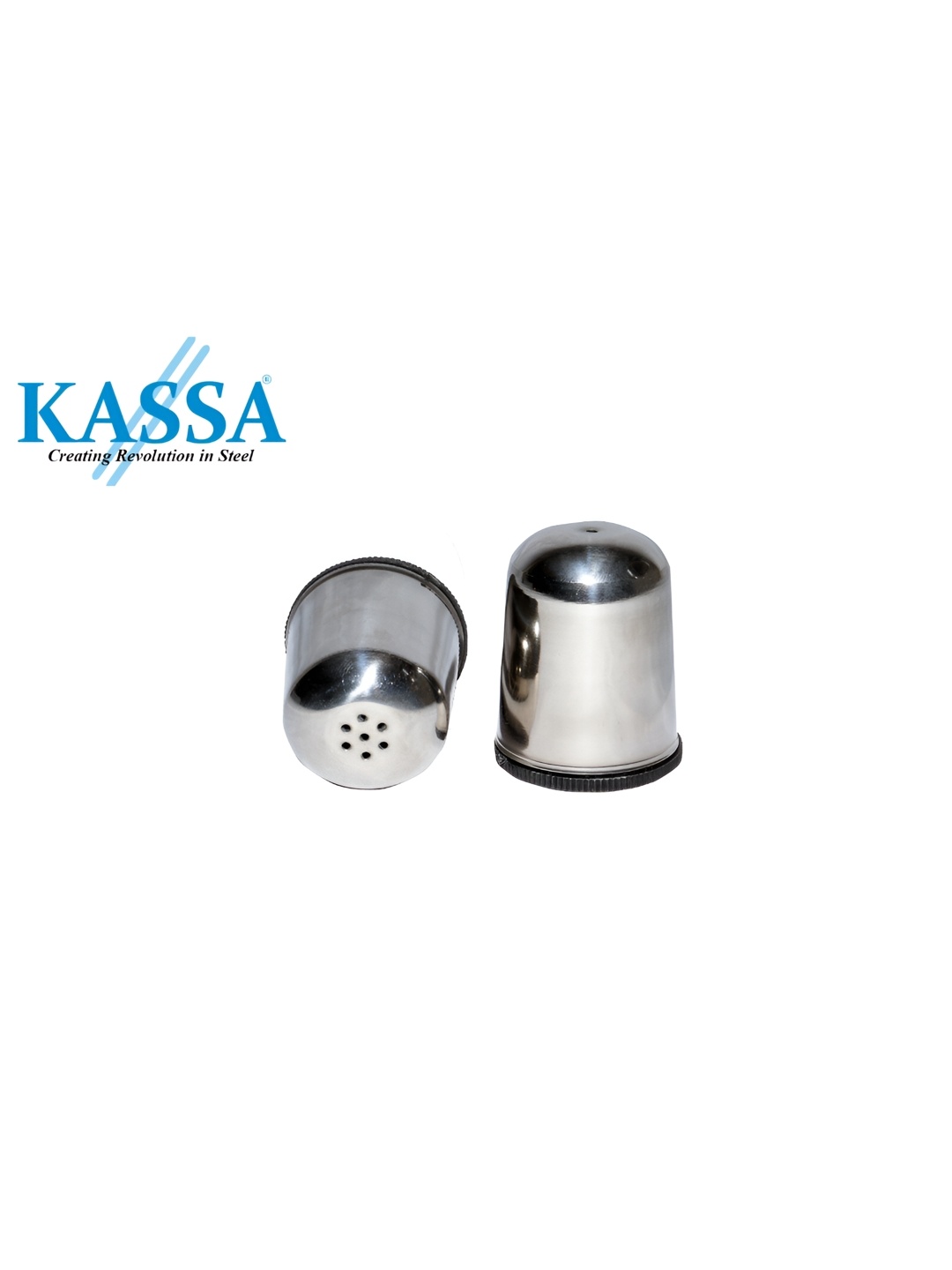 

KASSA Steel-Toned Stainless Steel Dishwasher Safe Salt and Pepper Shakers