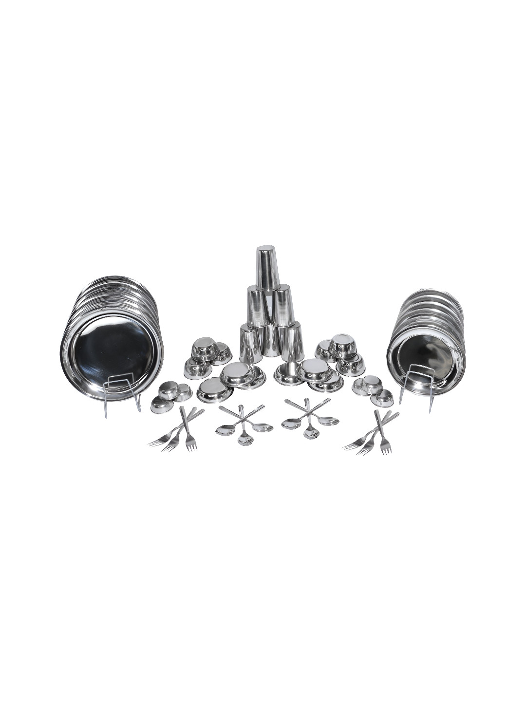 

KASSA Steel-Toned 48 Pieces Stainless Steel Dishwasher Safe Dinner Set
