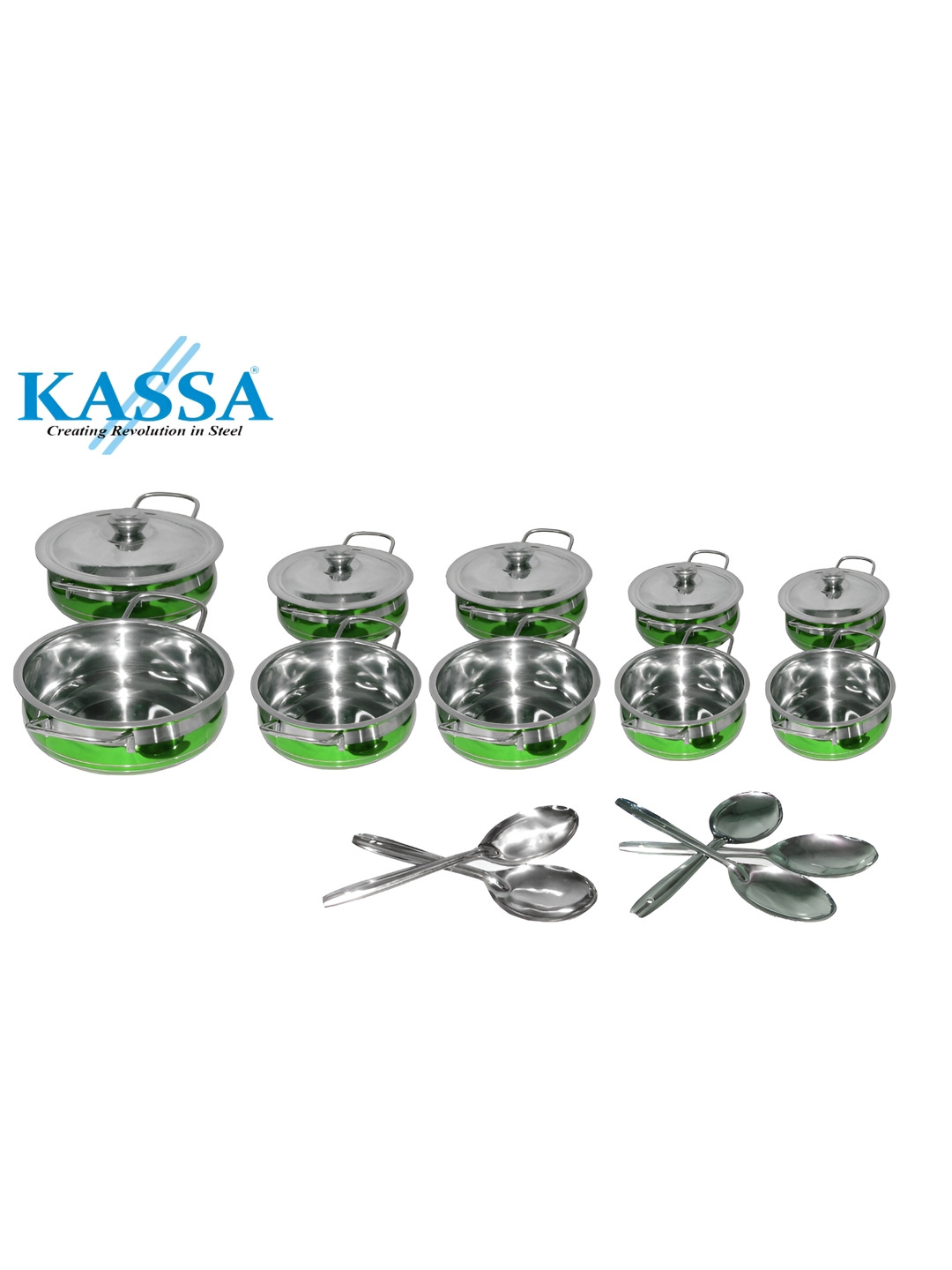

KASSA Green 20 Pieces Stainless Steel Dishwasher Safe Serving Handi