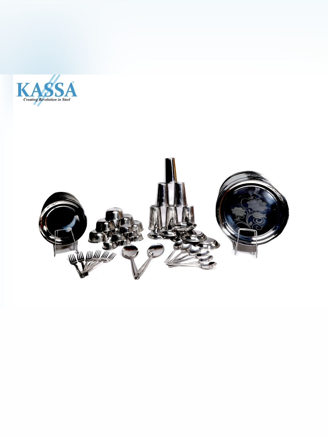 

KASSA 50 Pcs Stainless Steel Dishwasher Safe Dinner Set