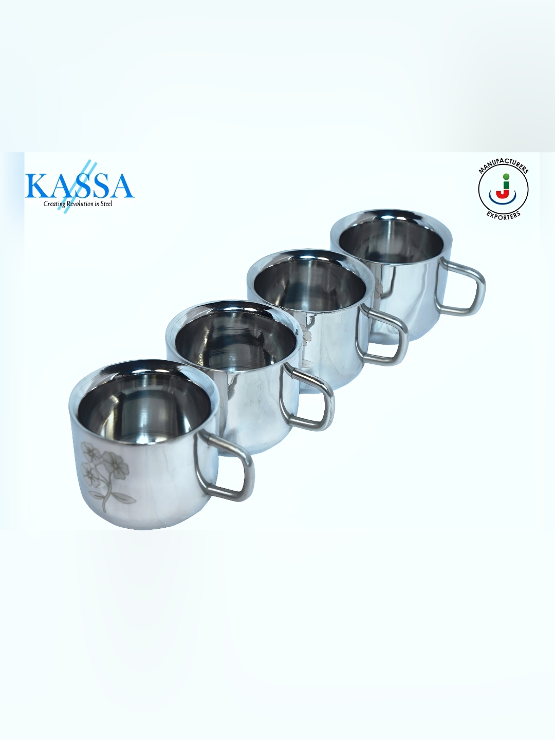 

KASSA Steel 4 Pieces Stainless Steel Dishwasher Safe Cups