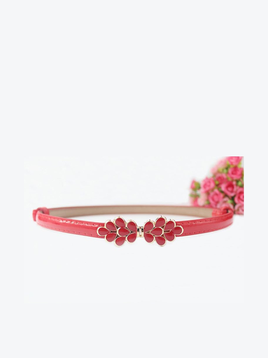 

SYGA Women Flower-Shaped Rhinestone Belt, Red