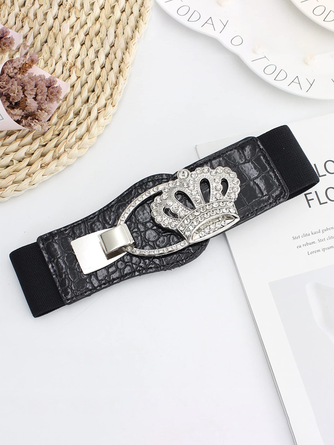 

SYGA Women Textured Leather Belt, Black