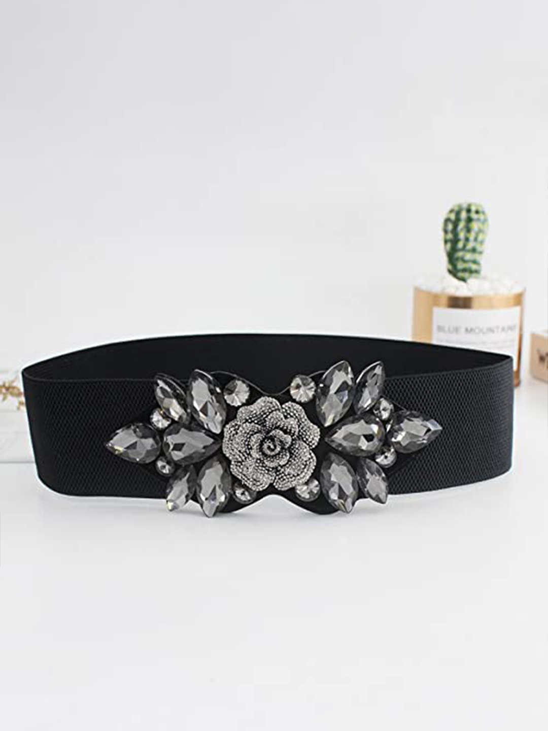 

SYGA Women Embellished Leather Belt, Black