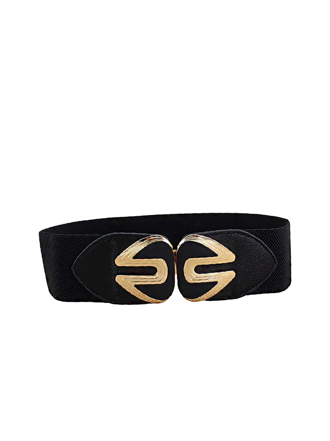 

SYGA Women Golden Leaves Buckle Stretchable Belt, Black