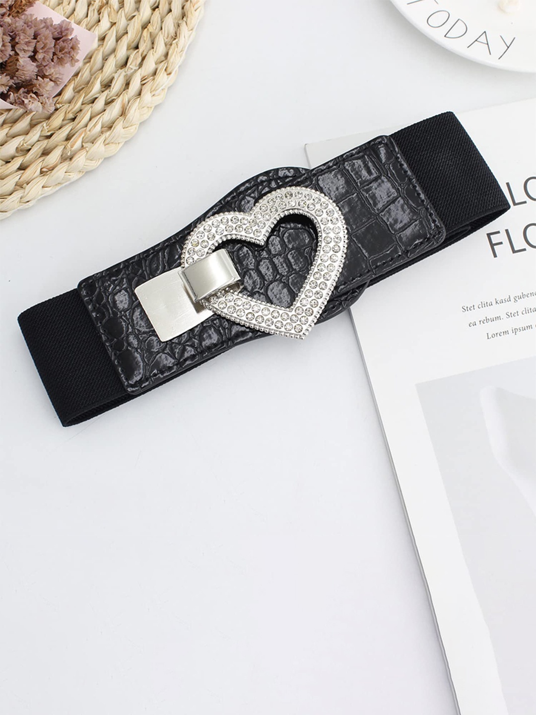 

SYGA Women Textured Leather Belt, Black