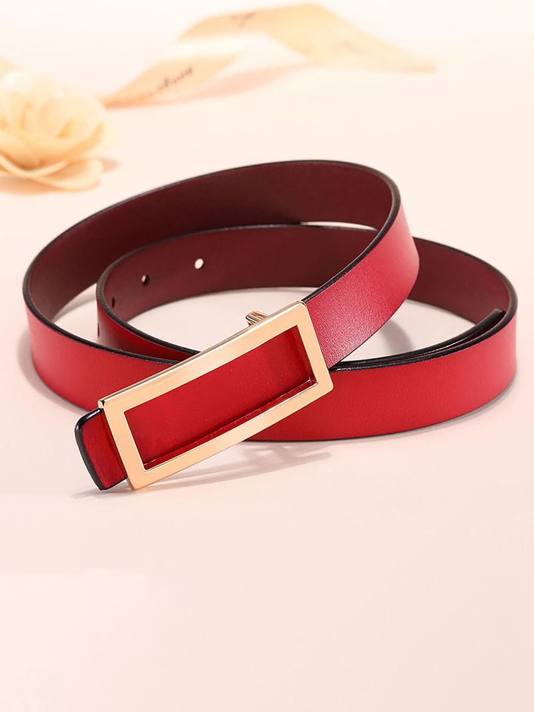 

SYGA Women Leather Formal Belt, Red