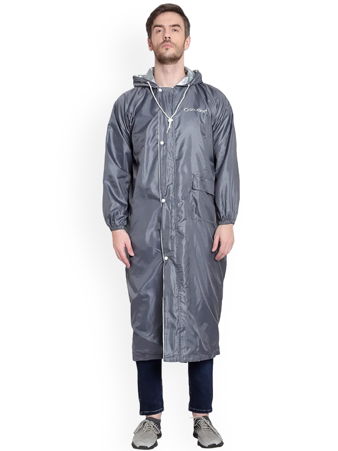

Zacharias Women Water Proof Long Hooded Rain Jacket, Grey
