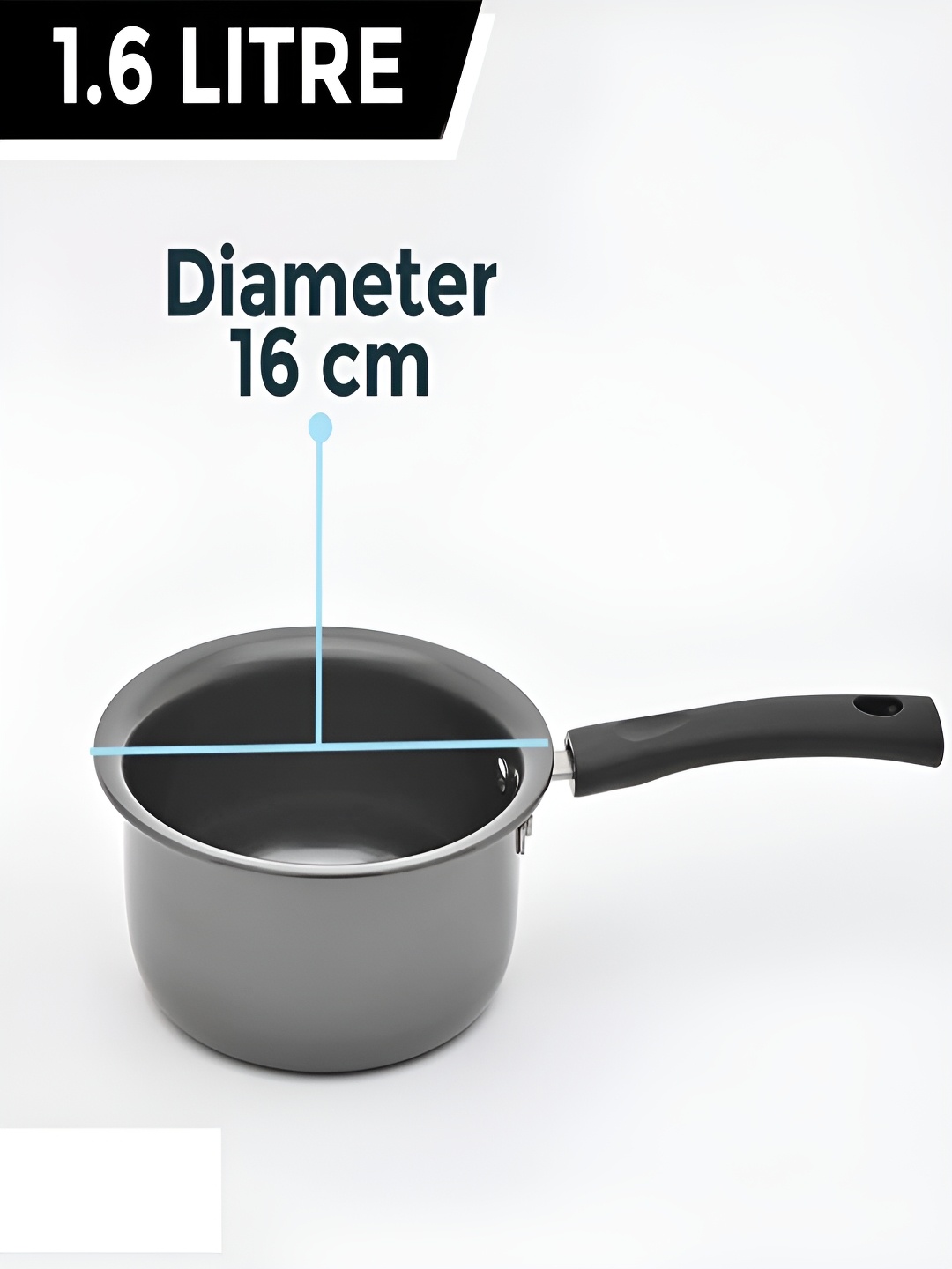 

Kuber Industries Black Stainless Steel Sauce Pan 1.6 L