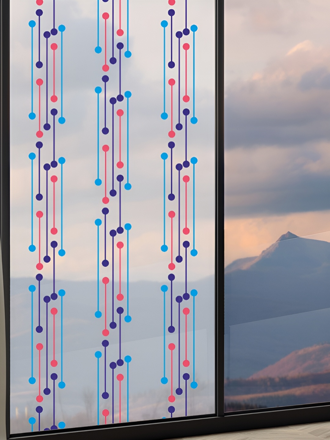 

CVANU Transparent & Blue Abstract Printed Self-Adhesive Window Film