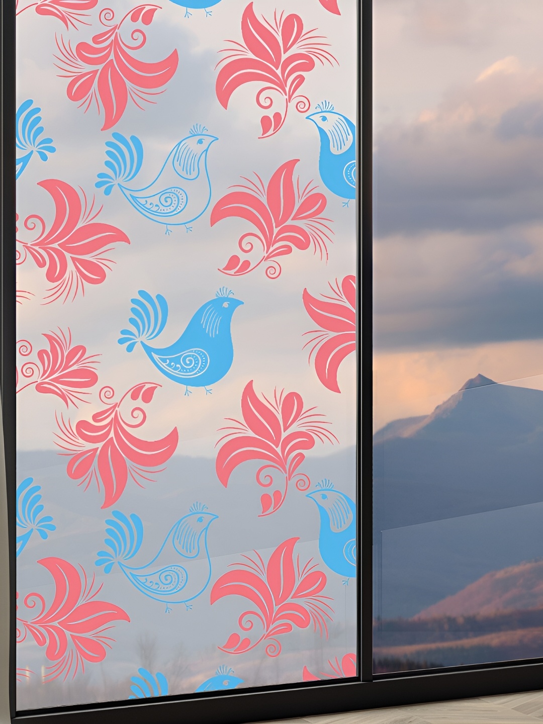 

CVANU Transparent & Pink Birds Printed Self-Adhesive Window Film