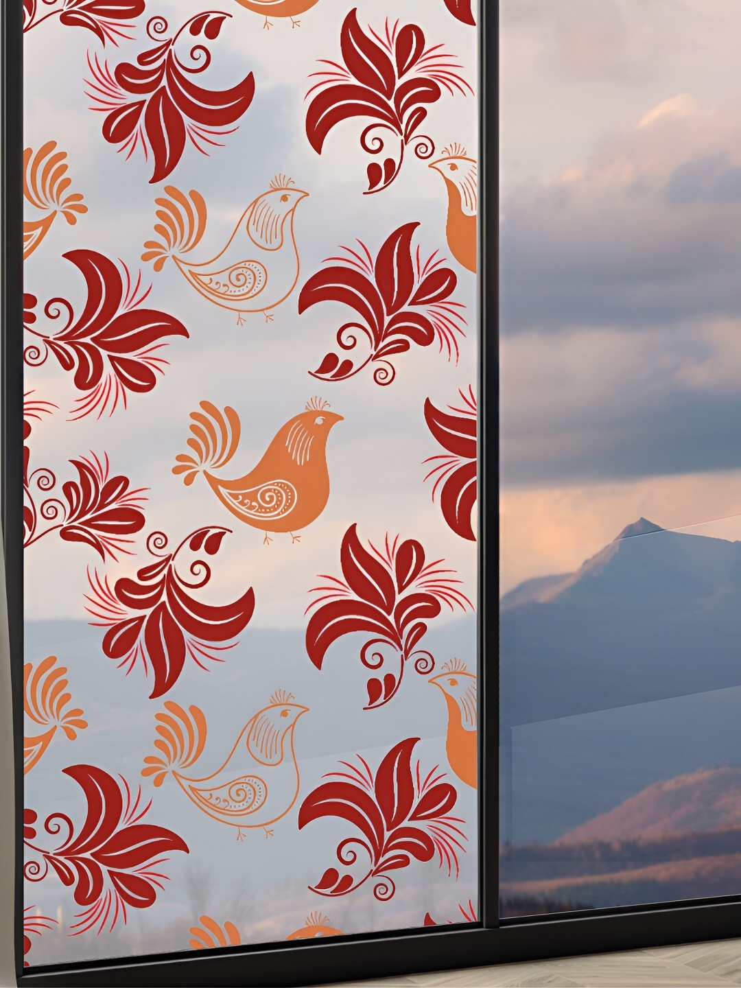 CVANU Transparent & Brown Printed Self-Adhesive Window Sticker