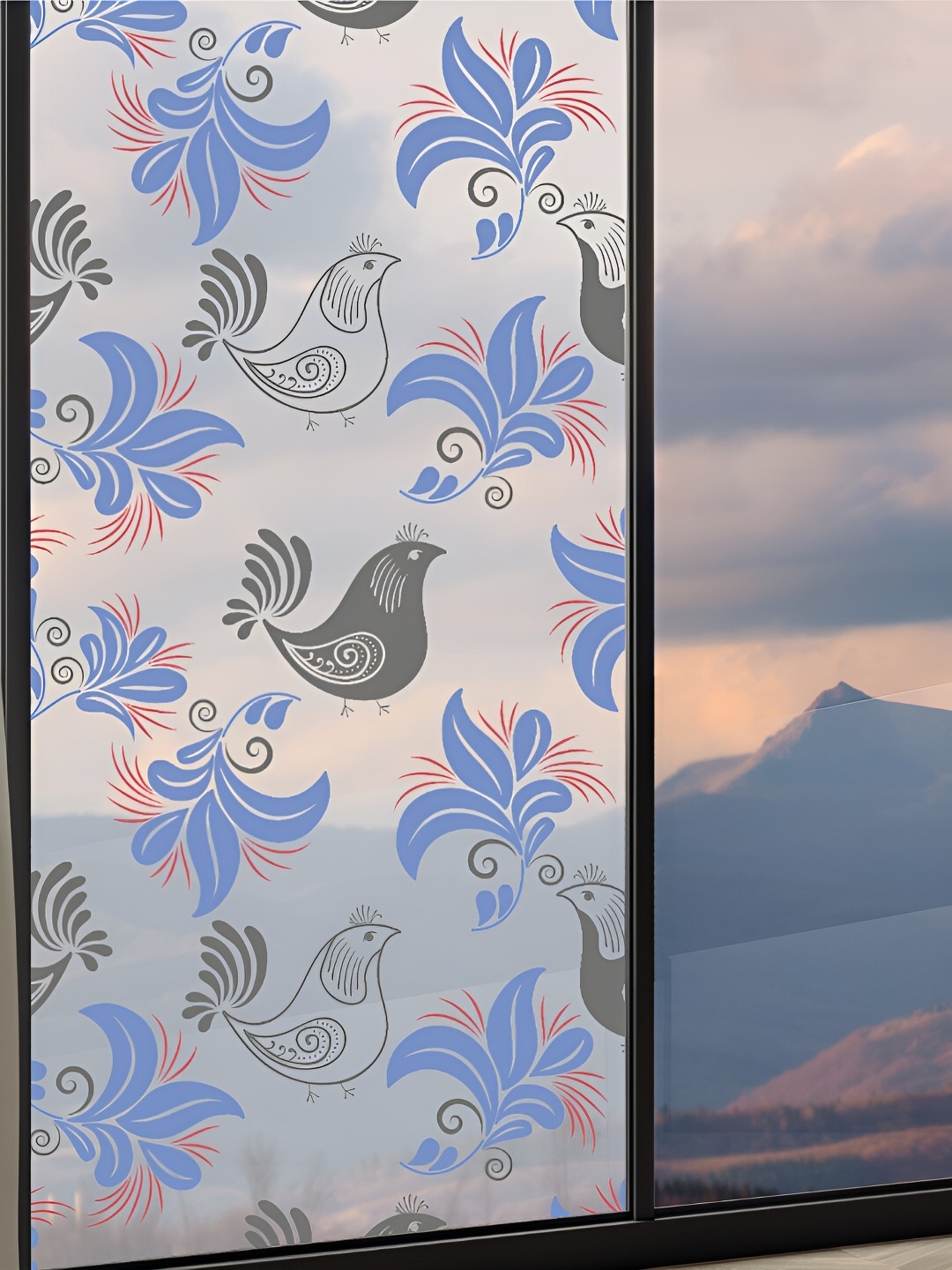 

CVANU Transparent & Blue Printed Self-Adhesive Window Film