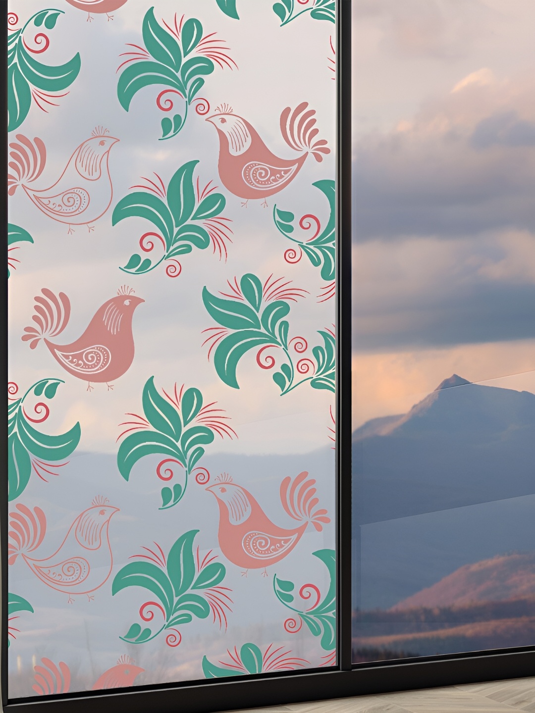 

CVANU Transparent & Green Printed Self-Adhesive Window Film