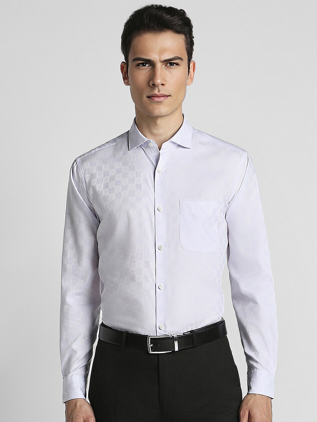 

Peter England Elite Other Checked Pure Cotton Formal Shirt, White