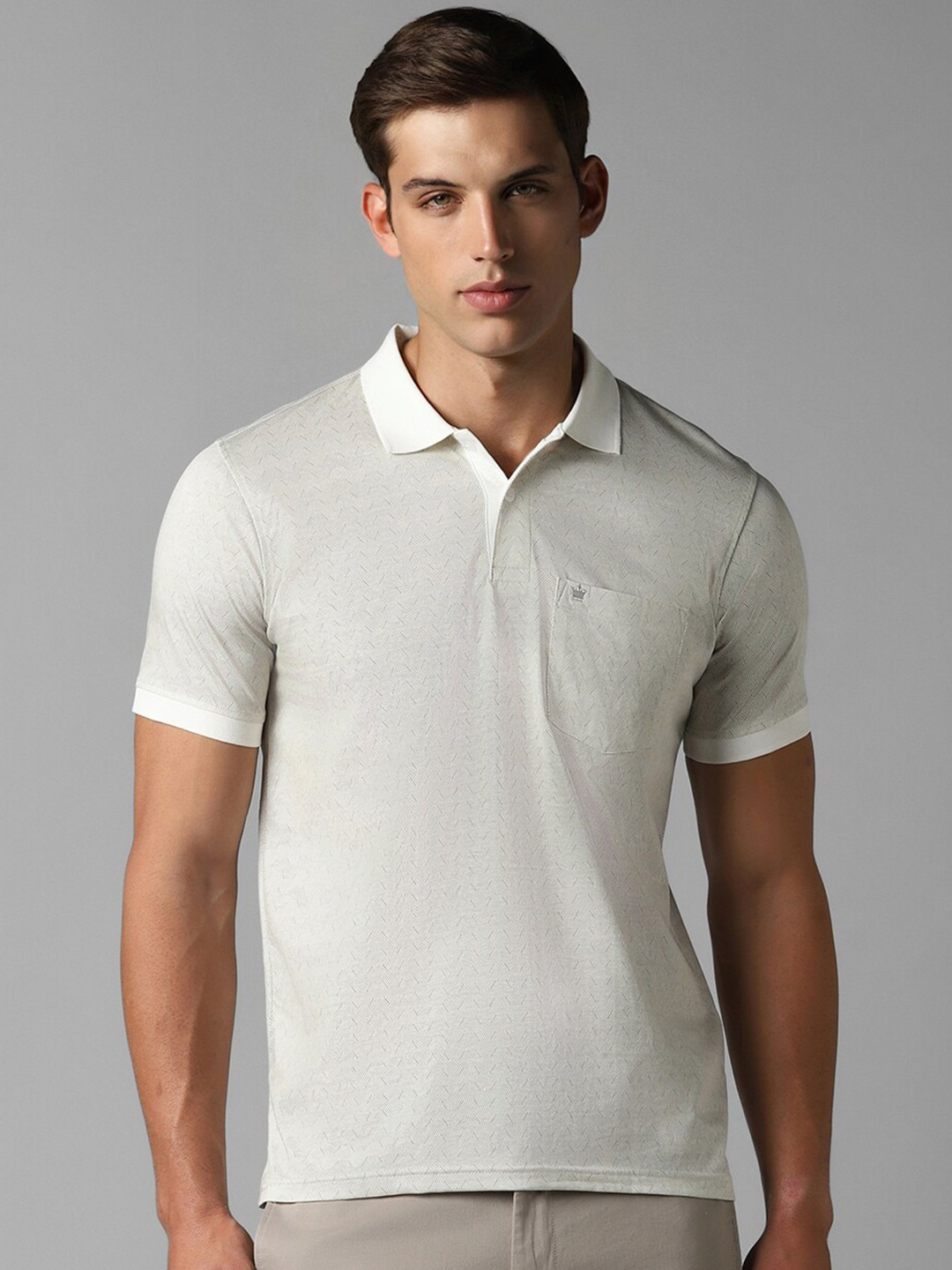 

Louis Philippe Geometric Printed Polo Collar T-shirt, Cream