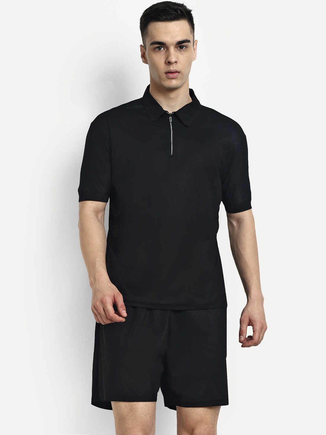 

GRECIILOOKS Short Sleeves T-shirt With Shorts Co-Ords, Black