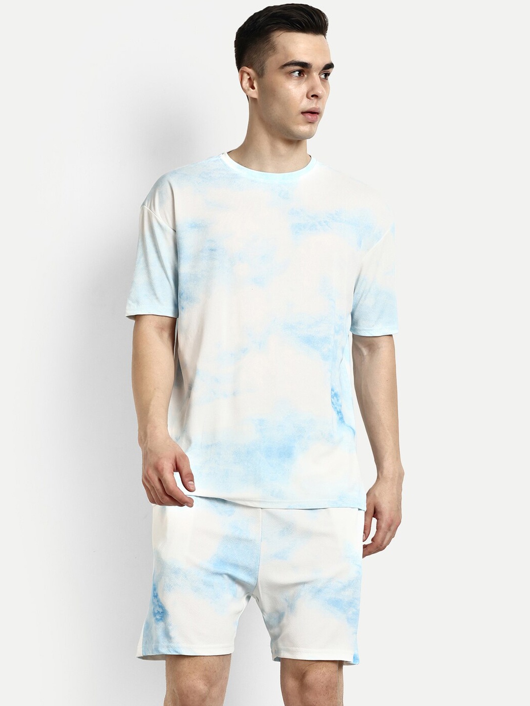 

GRECIILOOKS Printed T-Shirt With Shorts Co-Ords, Blue