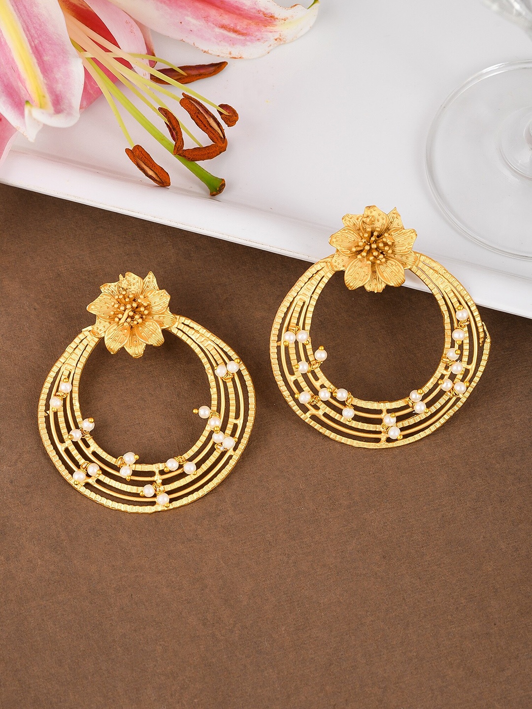 

Designbox Beaded Contemporary Hoop Earrings, Gold