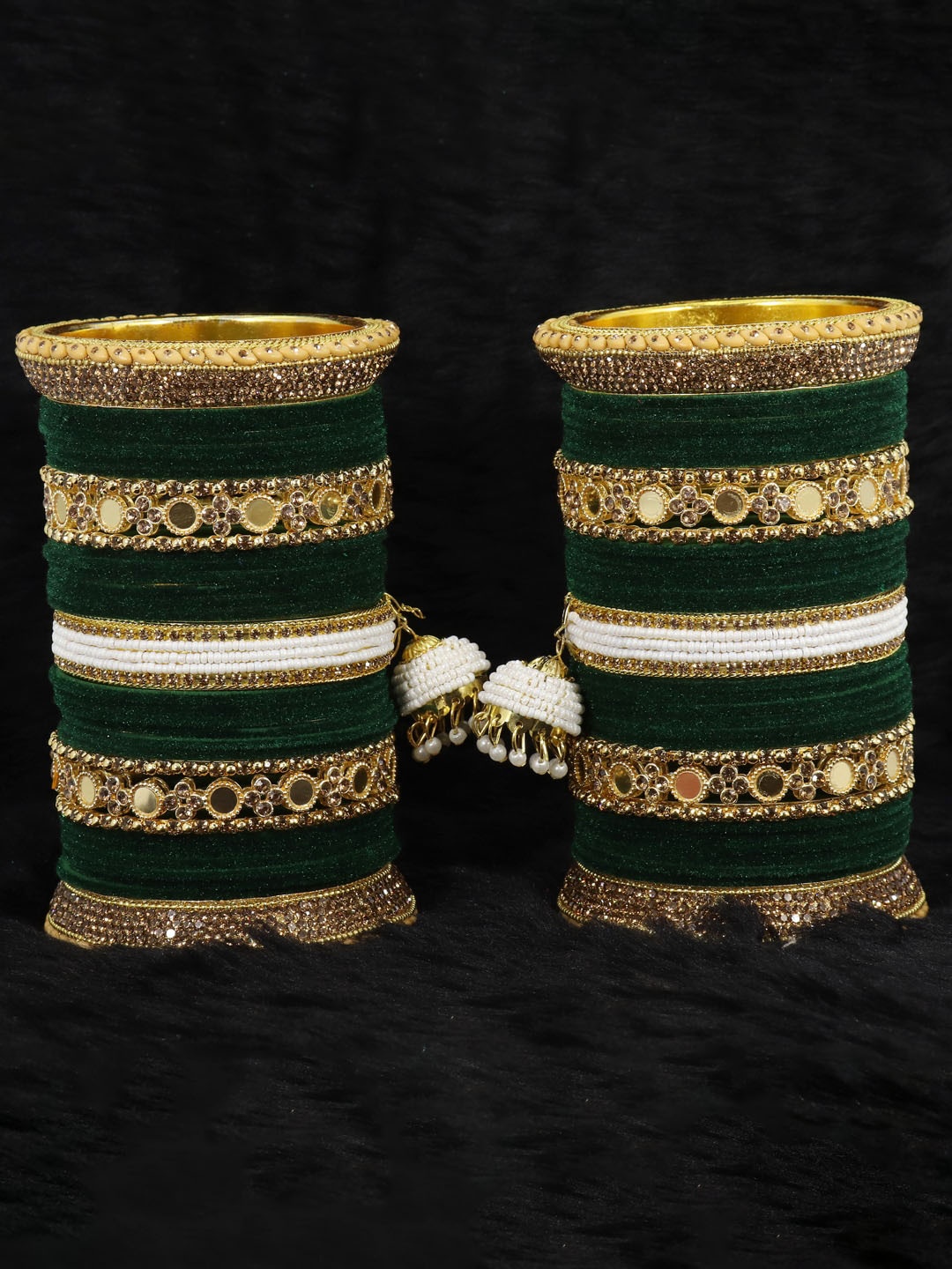 

LAVAZZA Set of 66 Gold Plated Stone-Studded Bangle, Green