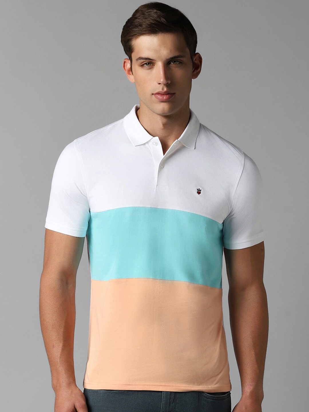 

Louis Philippe Sport Colourblocked Polo Collar Slim Fit T-shirt, White