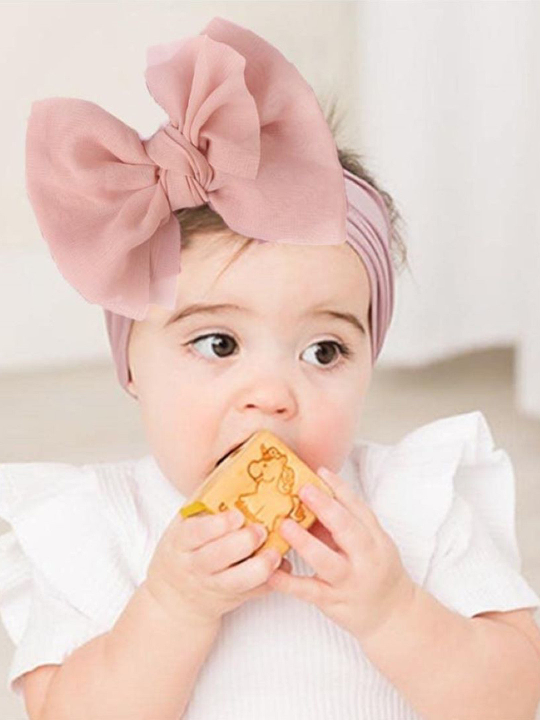 

SYGA Infant Girls Stretchable Bow Hairband, Mauve