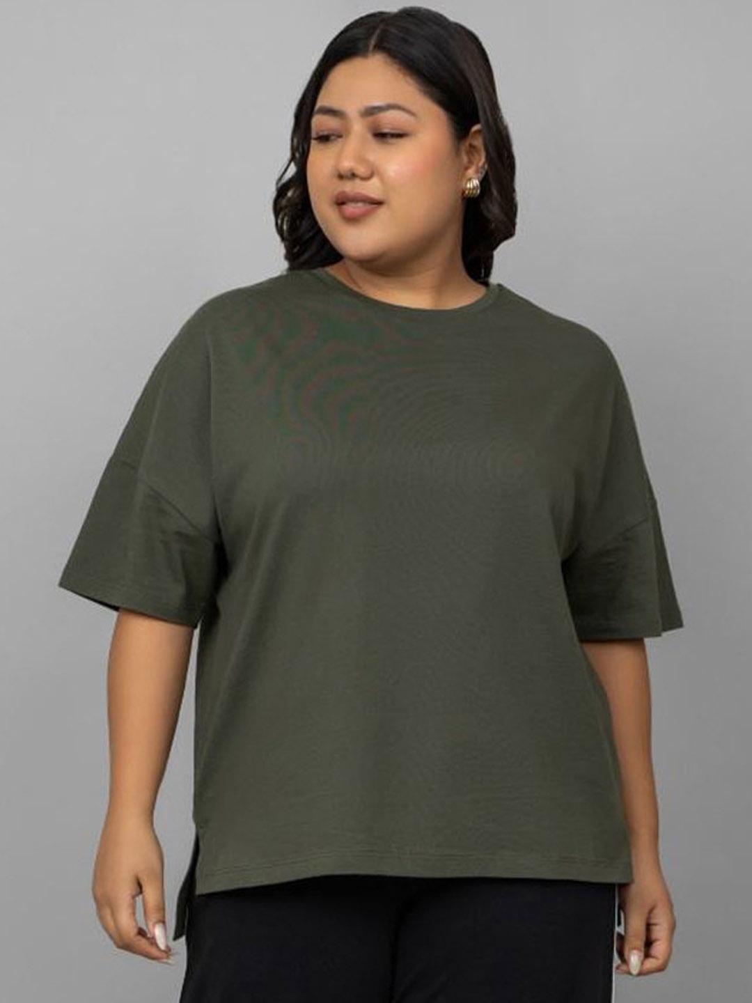 necesera Oversized Cotton Lounge Tshirts, Green