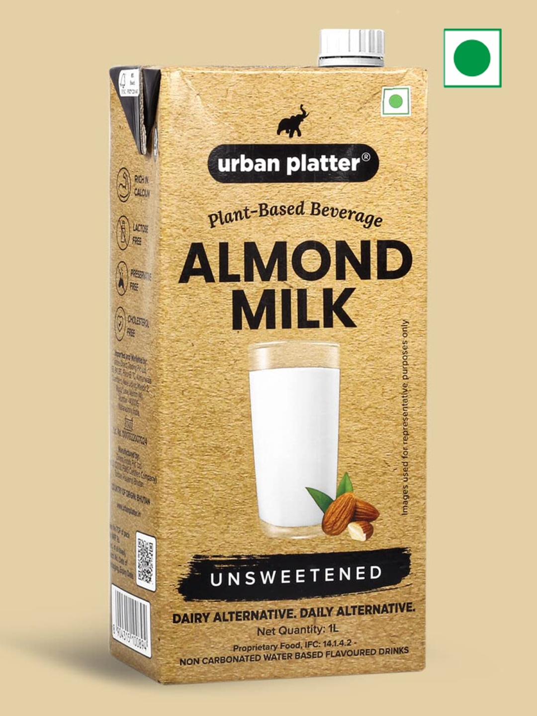 

URBAN PLATTER Set Of 2 Almond Milk -1L Each, White