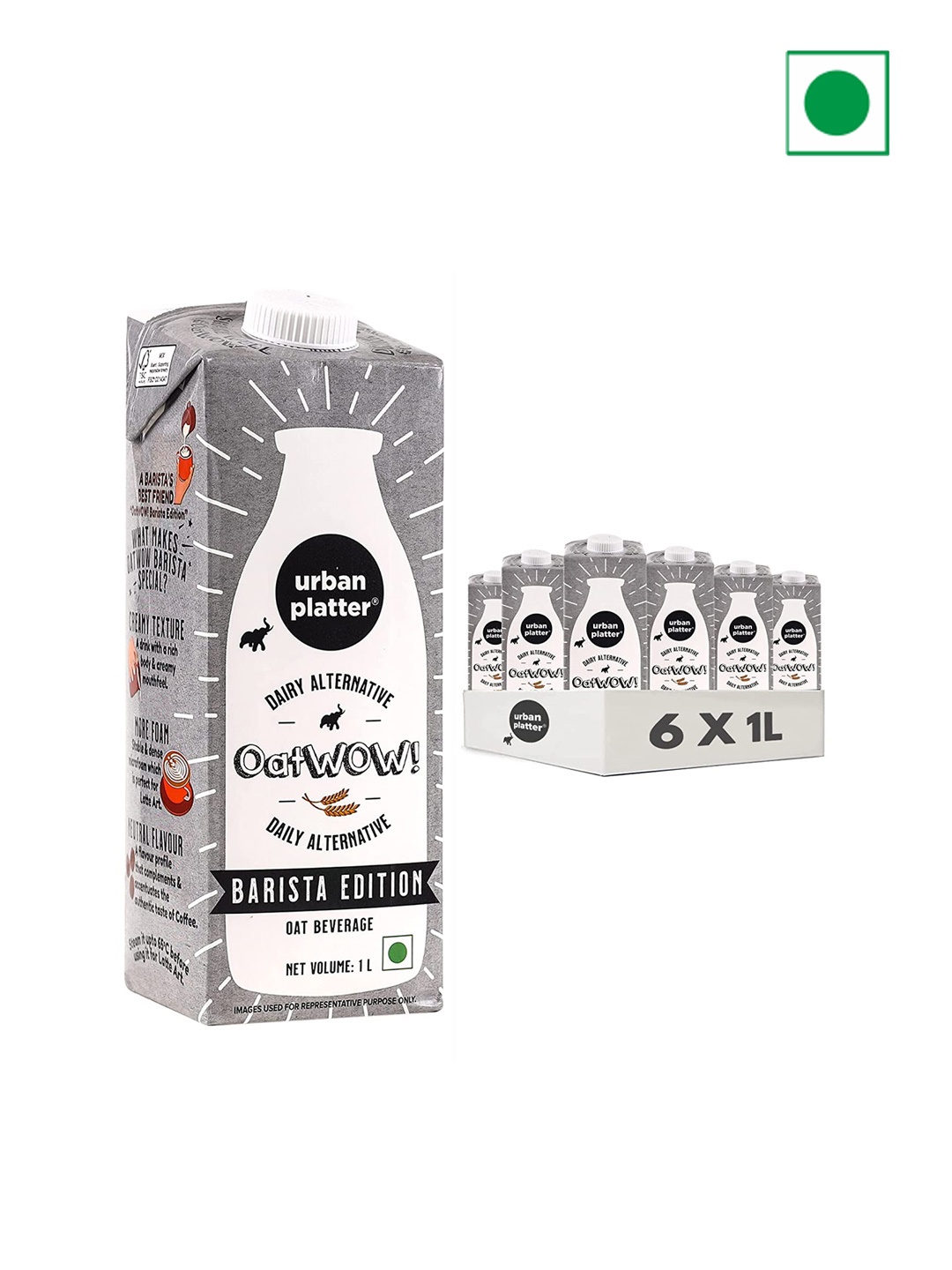 

URBAN PLATTER Set Of 6 Oatwow Barista Edition Oat Beverage -1L Each, White